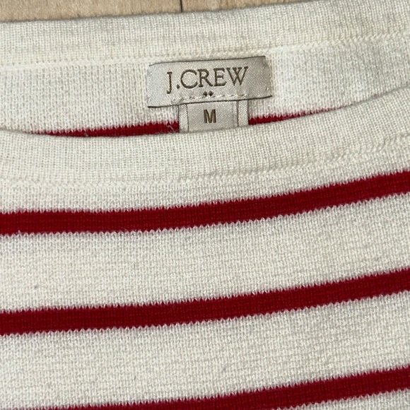 J. Crew Women’s Striped 100% Cotton Side Zip Boatneck Sweater Red White Medium - Picture 5 of 16